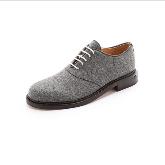 BAND OF OUTSIDERS GRAY FELTED WOOL OXFORD LOAFERS - Picture 3 of 13